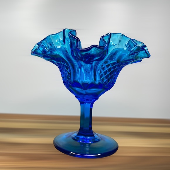 Fenton Accents Vintage Fenton Colonial Cobalt Blue Pedestal Compote